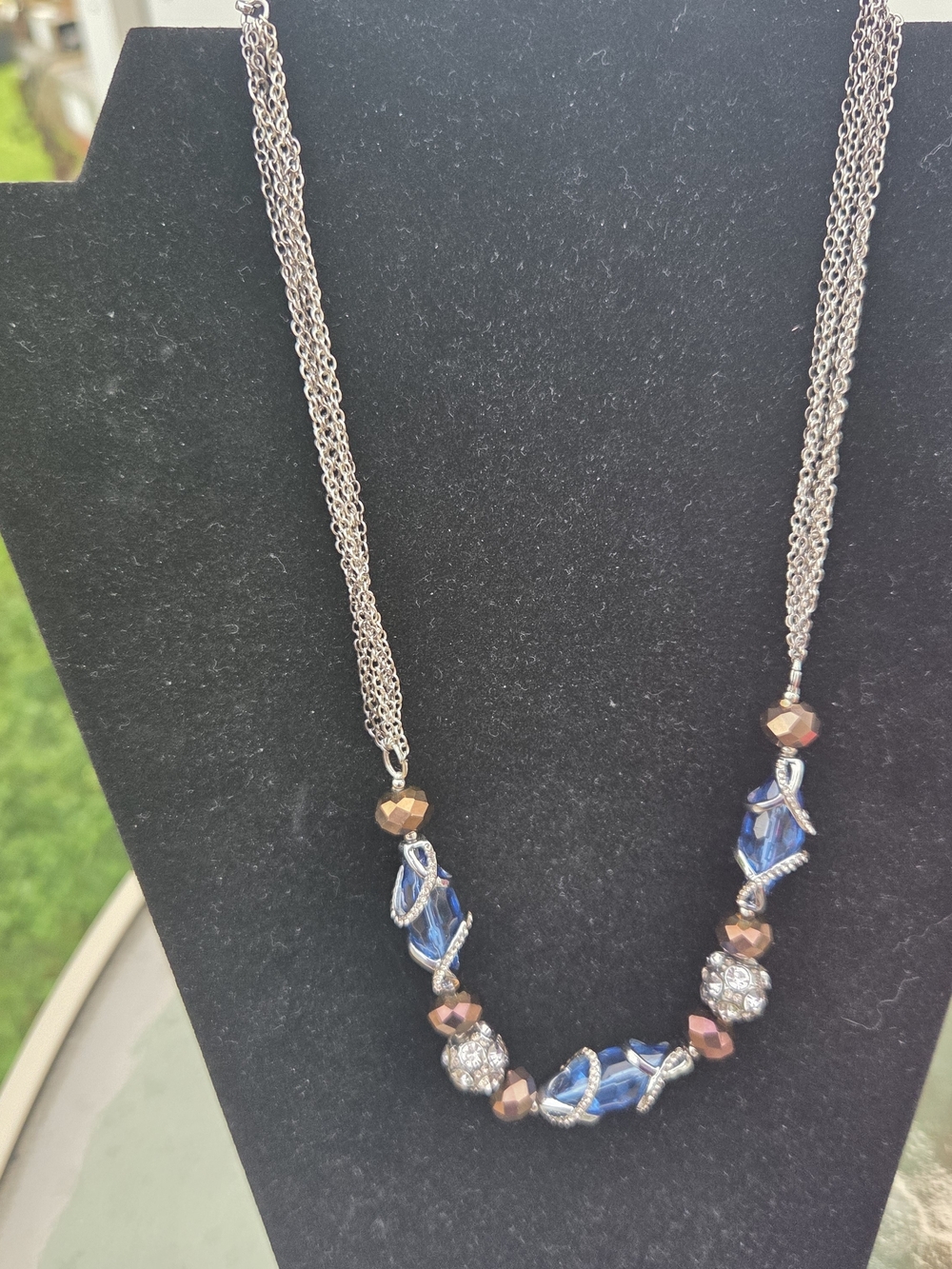 Simply Vera Vera Wang Blue Crystal and Bronze Accent Multi-Strand Necklace